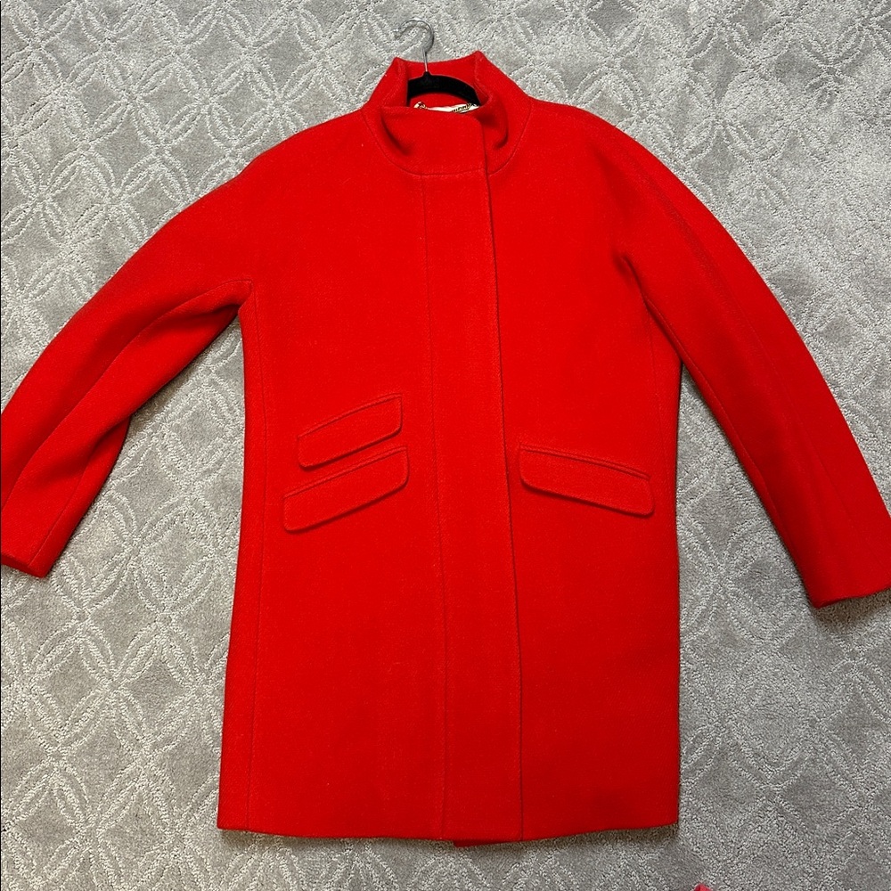 J. Crew Bold Red Italian Stadium Cloth Coat. Size 10.